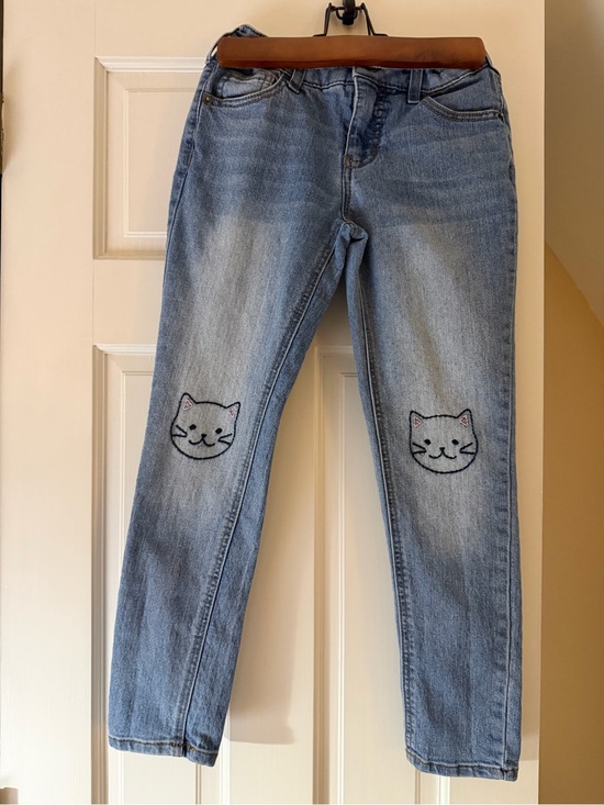 Cat & Jack Other - Cat & Jack Light Blue Denim Jeans with Cat Knee Embroidery